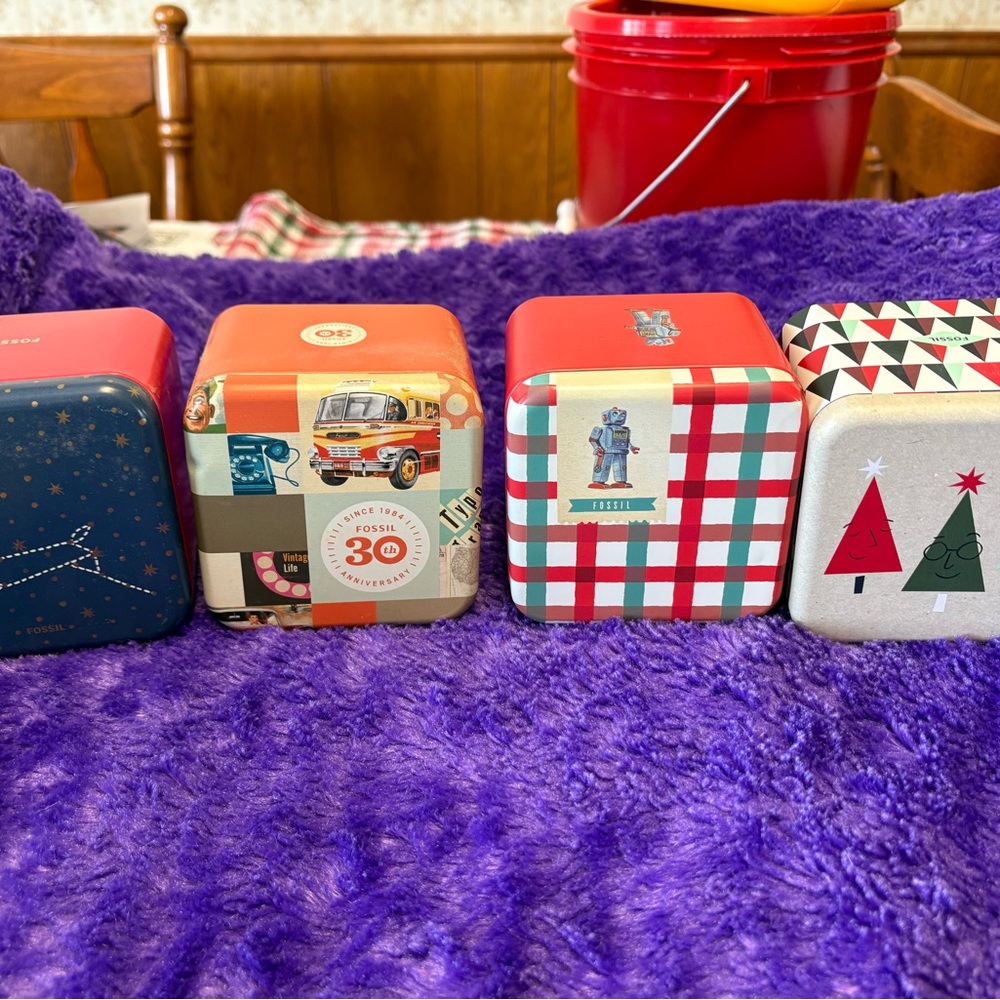 Fossil Silver Rectangular Watch With Blue Face - image 5